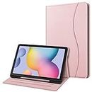 Fintie Case for Samsung Galaxy Tab S6 Lite 10.4 Inch 2024/2022/2020 with S Pen Holder, Multi-Angle Viewing Soft TPU Back Cover with Pocket Auto Wake/Sleep, Rose Gold