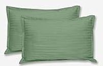 Wytomah Stripes Pattern Satin Fabric Pillow Covers Set of 2 Size-18x28inch (Green)