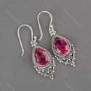 Natural Pink Tourmaline Gemstone Jewelry 925 Sterling Silver Earrings For Women