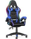 bigzzia RGB Gaming Chair with LED Lights and Ergonomic Computer Chair Reclining PU Leather High Back Video Game Chair with Headrest Adjustable Lumbar Support Linkage Armrest for Adults (Black/Blue)