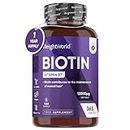 Biotin Hair Growth Supplement 12000mcg - 365 Vegan Biotin Tablets (1 Year Supply) - Hair Skin & Nails Vitamins for Women & Men - High Absorption D-Biotin - Hair Growth Vitamins (Not Biotin Gummies)