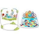 Fisher-Price Fitness Fun Folding Jumperoo –gym-themed infant activity center with adjustable bouncing seat, lights, music and interactive toys & Deluxe Sit-Me-Up Floor Seat with Toy Tray Happy Hills