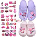 37PCS Pink Shoe Charms for Girls Croc Shoes Accessories Sandals DIY Decoration