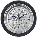 SkyNature Wall Clock for Living Room Decor, Silent Wall Clock Battery Operated Non Ticking, 14 Inch Vintage Tire Clock Wall Decor for Kitchen, Office, Shop, Garage, Boys Room - Blue