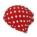 Red and White Polka Dots Beanie Hat Red Dots Knit Hat Warm Soft Beanie Hats for Men and Women, Red Polka Dots- E4, One size