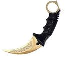 TOPOINT Karambit Knife, Stainless Steel Fixed Blade Knife with Sheath and Cord Knife CS-GO for Hunting Camping and Field Survival (Gold pattern)