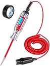 Heavy Duty 3-48V Automotive Circuit Tester with Backlit Digital LCD Voltage Display, DC Test Light with 140 Inch Extended Spring Wire, Car Truck Battery Tester with Stainless Probe