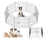 Despacito Dog Fence 6 Panel Foldable Metal Pet Exercise Fence with Gate - 60 * 60 * 33 inch inch Playpen Suitable for Rabbit, Cats & Small Breeds Upto 23Inch Tall