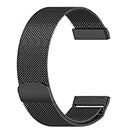 T TECLUSIVE Luxury Metal Magnetic Strap Compatible for Fitbit Versa 4 / Versa 3 / Versa Sense/Sense 2 | Adjustable Magnetic Loop Band Chain for Versa 3 / Sense (Black)
