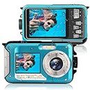 Waterproof Digital Camera, Underwater Camera for Snorkeling, 2.7K 48MP Full HD Under Water Camera with Selfie HD Dual Screens, 10FT Water Camera for Photography on Vacation