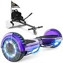 GeekMe Hoverboards con sedile, scooter elettrico Hoverkart, monopattino elettrico Go-Kart con altoparlante Bluetooth, luci a LED, regalo per bambini, adolescenti, adulti, Z29, viola