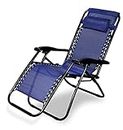 ZEPOLI Zero Gravity Folding Recliner Chair, Adjustable Patio Lounge Chaise, Outdoor Wicker Rattan Furniture with Cup Holder and Pillow for Poolside, Yard (Navy Blue)