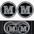 Car Cup Holder Coaster 2 Pack Letter M Initial Design Bling Crystal Rhinestone Silicone New Automotive CupHolder Accessories Decor Decorations for Women Men DZ0730-2