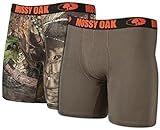 Mossy Oak Men's 6" Cotton Boxer Brief, 2-Pack, Break-Up Country/Olive, Medium