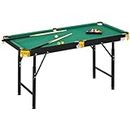 Soozier 55" Mini Pool Table Set with Adjustable Height for Youth and Adults, Folding Billiard Table with 2 Cues, 16 Balls, 2 Chalks, Triangle, Brush, Green