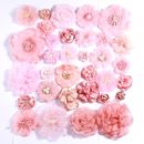 34pcs Pink Series Rose Fabric Head Flowers For Baby Girls Headbands Decoration
