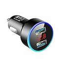USB Car Charger, LED Display Car Voltage Detector 5V/3.1A Dual USB Ports Metal Car Charging Adaptor for IPhone IPad Smartphone Tablet PC(Black)