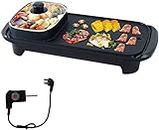 Matiko Korean Style 2 In 1 Multifunctional Nonstick / Electric Bbq Raclette Hotpot With Grill Pan (Black),1350 Watts