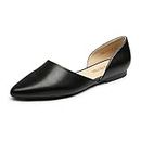DREAM PAIRS Womens Pointed Toe Slip on Elegant Ballet Flat Shoes - Comfortable Flats for Work, Walking & Shopping, Black - 7.5 (DFA216)