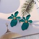 Earrings, Ladies Cute Spray Paint Metal Flower Stud Earrings (Color : Green)