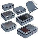 ECOHUB Koffer Organizer Packing Cubes 7-Teiliges Set Packwürfel Pet-Recycelte Packtaschen, Kofferorganizer für Rucksack schuhbeutel Kleidertaschen (Grau)