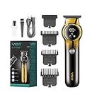 VGR V-989 Pro Li Outliner Rechargeable Electric Cordless Hair Clippers with Digital Display & Dual Motor Grooming Kits T-Blade Close Cutting 0mm Bald Head Clipper for Men 180 mins Runtime - Black
