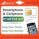 SpeedTalk Mobile Universal SIM Card Starter Kit for 5G 4G LTE iOS Android Smart Phones | Talk Text Data | Triple Cut 3 in 1 Simcard - Standard Micro Nano | No Contract Cellphone Plan | US Coverage