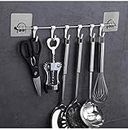 GOLWYN Premium Self Adhesive Kitchen Accessories Items Organizer Rack Stand, Wall Hanging Hooks Strong Without Drilling/Bathroom Door Cloth Hanger (9 Hooks), Stainless Steel