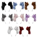 Handmade Cat Faux Fur Ears Headband Solid Color Fluffy Plush Animal Hair Hoop Anime Dress Party