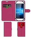 ACM Strap Leather Flip Case Compatible with Microsoft Lumia 650 Mobile Front & Back Cover Pink