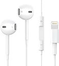 Generic Earphone Earbuds Wired Lightning Headphones Mfi Certified Earphones With Lightning Connector Built-In Microphone & Volume Control Perfectly For Iphone 14/13/12/11/Se/X/X/8/7 Plus-In Ear