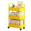 Storage Trolley Rolling Utility Cart Storage Rack On Wheels Rolling Storage Cart Slide Out Shelving Organization Shelf Tight-Space Solution for Kitchen Bathroom Laundry (Yellow,3 Tiers)