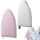 2 Pack Garment Steamer Ironing Gloves Heat Resistant Ironing Pad Anti Steam Glove Board Waterproof Garment Steamer Mitt with Finger Loop for Clothes Steamers (Grey+Pink)