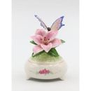 House of Hampton® Crew Shimmering Butterfly Music Box Porcelain/Ceramic in Green/Pink | 5 H x 3.62 W x 3.62 D in | Wayfair