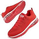 Judxsious Women's Athletic Sneakers Comfortable Walking Sport Breathable Running Air Cushion Casual Tennis Gym Shoes Red
