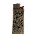 Lucklybestseller Vintage Floral Metal Lighter Case Cover Holder for Mini BIC Lighter J5 (Bronze)