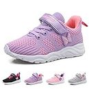 Buwege Girls Sneakers Kids Walking Shoes Breathable Lightweight Mesh Running Shoes Fashion Sport Tennis Shoes for Toddler Little Big Kids Purple Size 1