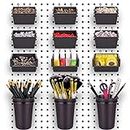 G.CORE Pegboard Bins PegBoard Cups with Hooks & Loops 12 Pack Set, Peg Hooks Assortment Organizer Accessory, Various Tools Storage Arrange System Kit, for Garage Craft Workshop Workbench Hobby Office