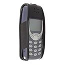 caseroxx Borsa in pelle con clip da cintura per Nokia 3310/3330, Funda carcasa vera pelle (con finestra trasparente) in nero
