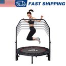 48" Fitness Mini Trampoline for Adults Indoor Exercise Rebounder with Handle Bar