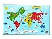 YDV CRAFT Wooden Continent World MAP Wooden Puzzles by YDV CRAFT Educational Toys for Kids Good Shape Puzzles Pieces with KNOB Wall Size Wooden Jigsaw 3 D Puzzles 4, 5 Years 7 Years Girls & Boys