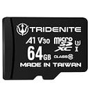 TRIDENITE 64GB Micro SD Card, MicroSDXC Memory for Nintendo-Switch, GoPro, Drone, Smartphone, Tablet, 4K Ultra HD, A1 UHS-I U3 V30 C10, Up to 95MB/s Read, with SD Adapter