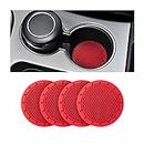 4 Pack Cup Holder Coaster, 2.75 Inch Diameter Non-Slip Universal Insert Coaster, Durable, Suitable for Most Car Interior, Car Accessory for Women and Men (Red)