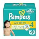 Pampers Diapers Size 4, 150 Count - Swaddlers Disposable Baby Diapers (Packaging & Prints May Vary)