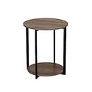 Household Essentials 8080-1 Round Wooden Side Table | End Table with Storage Shelf | Ashwood