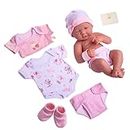 JC Toys La Newborn Nursery 8 Pieces Layette Baby Doll Gift Set, Featuring 14" Life-Like Original Newborn Doll (Pink)