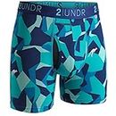 2UNDR Men's Swing Shift 6" Boxer Brief Underwear (Water Camo, X-Large)