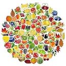 100 Pcs Fruits & Vegetables Stickers Aethetic Water Bottle Stickers Vinyl Stickers for Flasks Computer Laptop Tablet Phone Luggage Car Bike Educational Labels Classroom Decoration Sticker (Fruit)