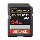 SanDisk 64 Go Extreme PRO carte SDXC + RescuePRO Deluxe, jusqu'à 200 Mo/s, UHS-I, Classe 10, U3, V30
