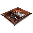 Londo - Leather Tray Organizer - Practical Storage Box for Wallets, Watches, Keys, Coins, Cell Phones and Office Equipment (Dark Brown)